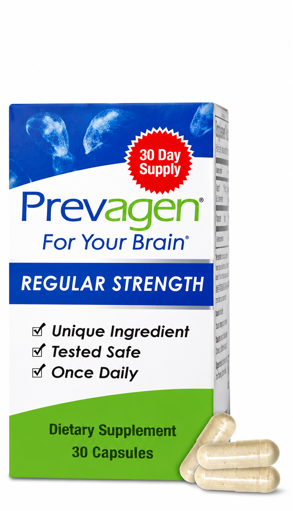 Prevagen Regular Strength Brain Supplement – 30 Capsules, 1 Bottle