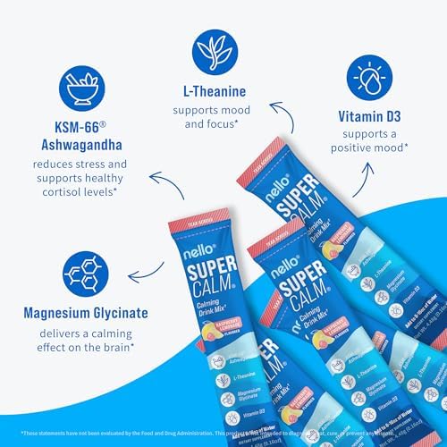 Nello Supercalm Powdered Drink Mix – Raspberry Lemonade, 20 Packets