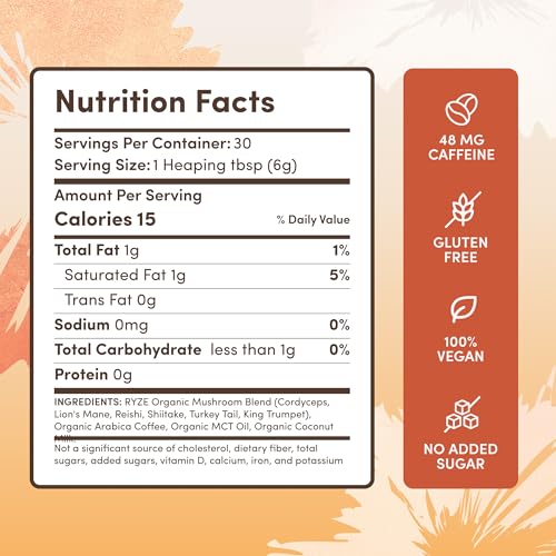 RYZE SUPERFOODS Mushroom Coffee Powder – 30 Servings