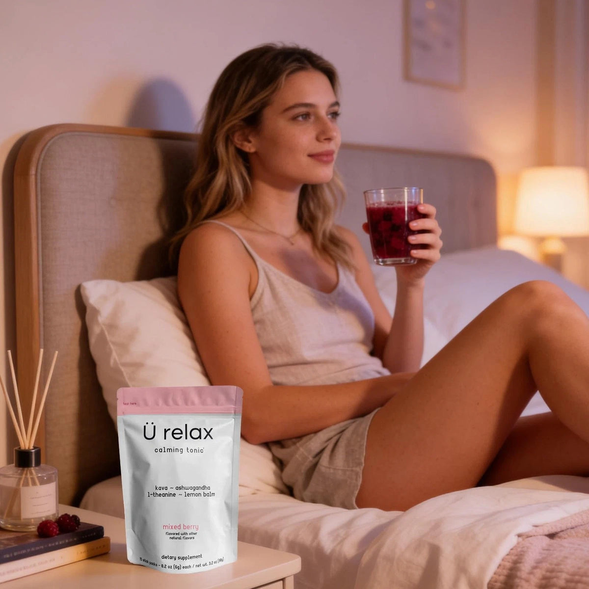 U Relax Calming Tonic Mixed Berry Flavor -15 Packets Relaxation Drink Supplement