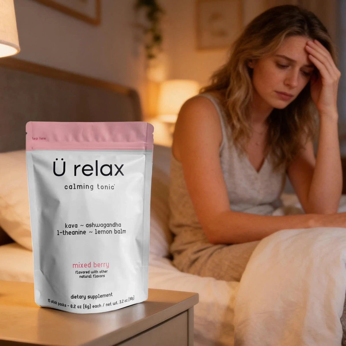 U Relax Calming Tonic Mixed Berry Flavor -15 Packets Relaxation Drink Supplement