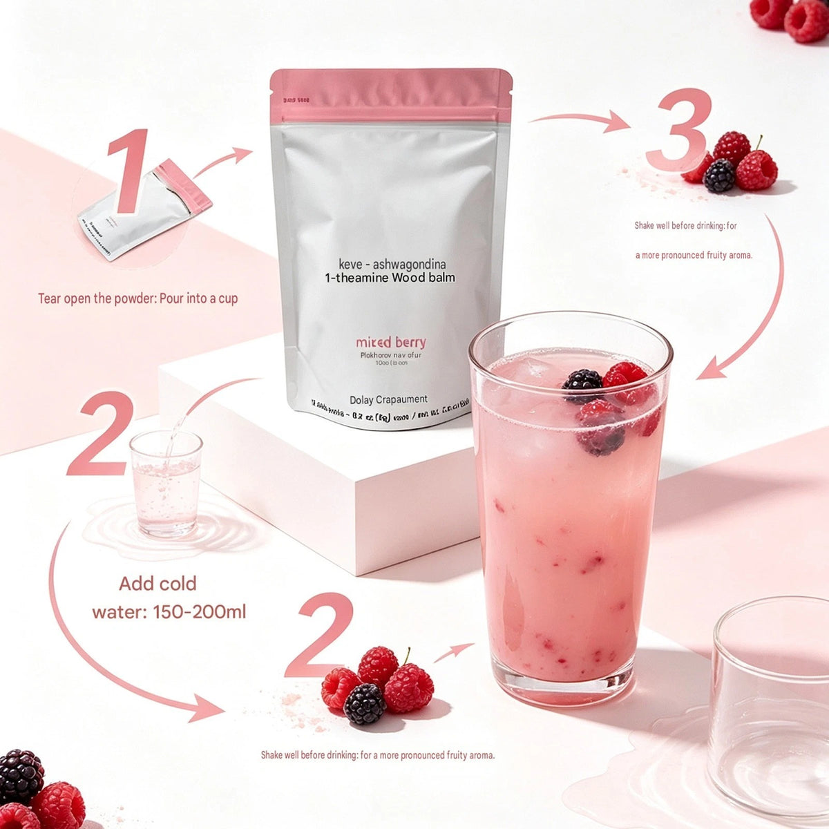 U Relax Calming Tonic Mixed Berry Flavor -15 Packets Relaxation Drink Supplement