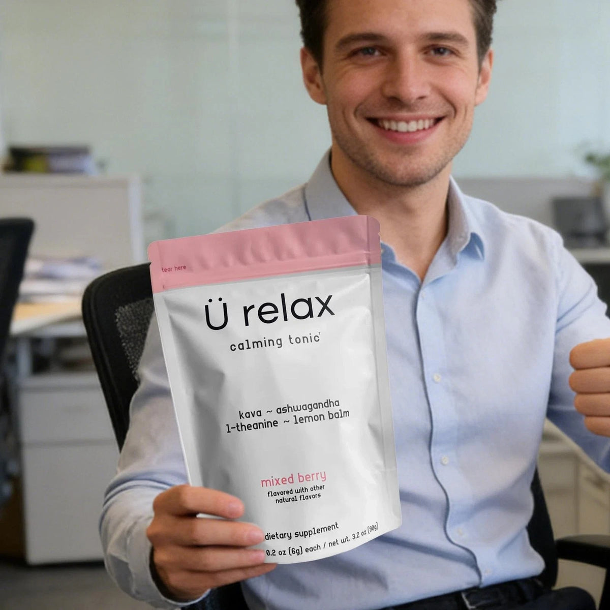 U Relax Calming Tonic Mixed Berry Flavor -15 Packets Relaxation Drink Supplement
