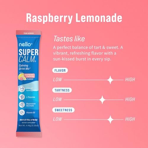 Nello Supercalm Powdered Drink Mix – Raspberry Lemonade, 20 Packets