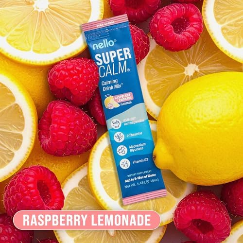 Nello Supercalm Powdered Drink Mix – Raspberry Lemonade, 20 Packets