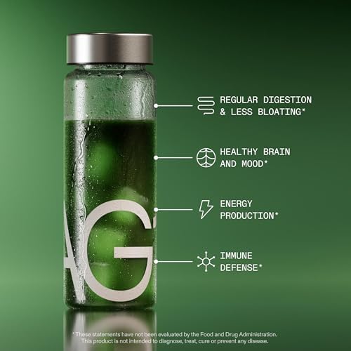 AG1 Greens Powder Bundle with 32 oz Stainless Steel Canister, Shaker & Scoop