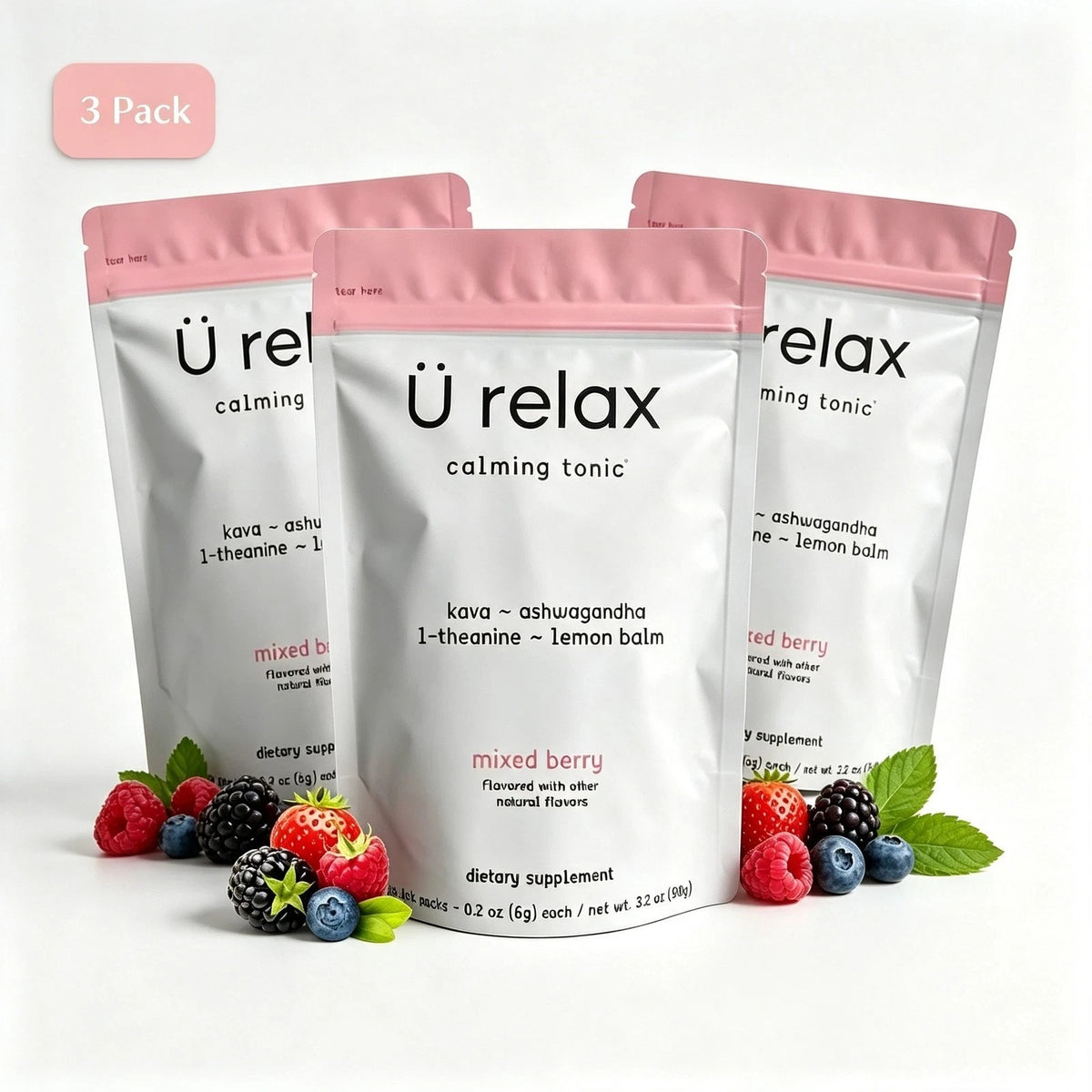 U Relax Calming Tonic Mixed Berry Flavor -15 Packets Relaxation Drink Supplement