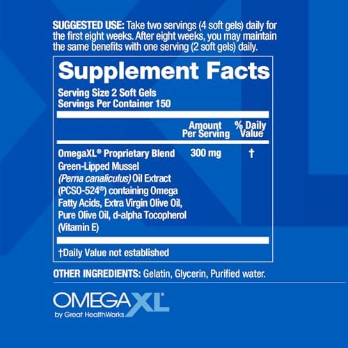 OmegaXL Joint Support Supplement – 300 Soft Gels | Green-Lipped Mussel Oil
