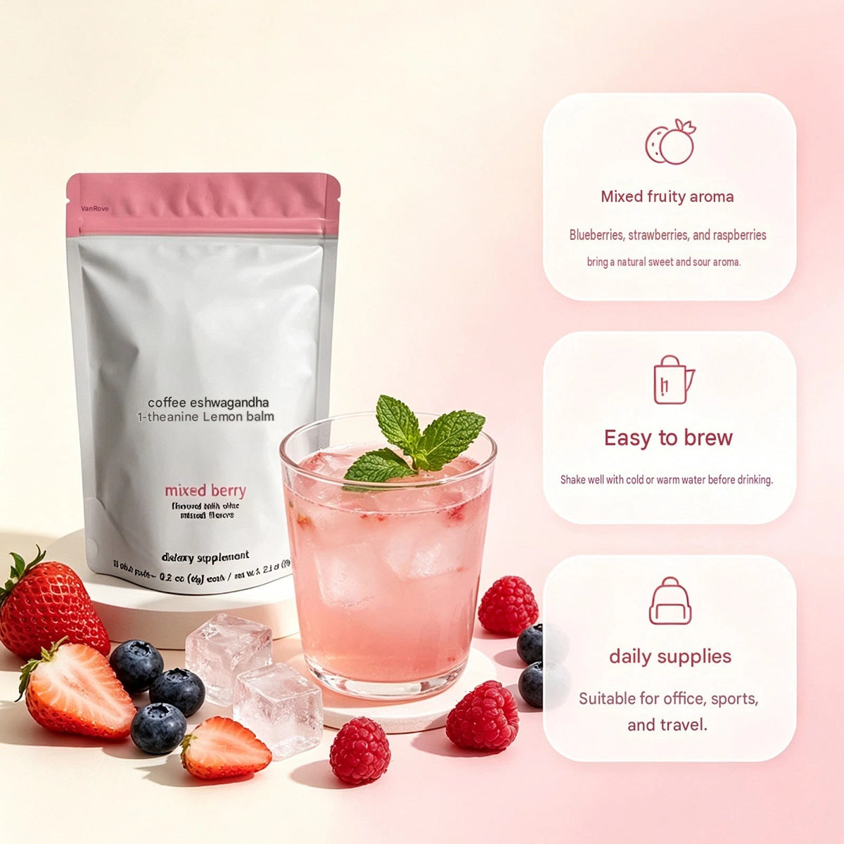 U Relax Calming Tonic Mixed Berry Flavor -15 Packets Relaxation Drink Supplement